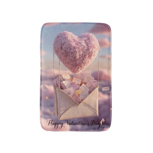 Floating Heart of Love Letters Design Postcard Badematte (Vorderseite Vertikal)
