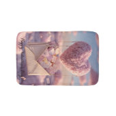 Floating Heart of Love Letters Design Postcard Badematte (Vorderseite)