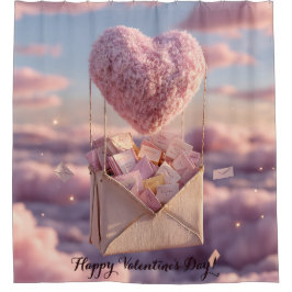 Floating Heart of Love Letters Design Postcard Duschvorhang