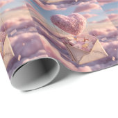 Floating Heart of Love Letters Design Postcard Geschenkpapier (Rolleneckpunkt)