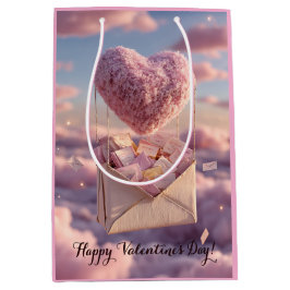 Floating Heart of Love Letters Design Postcard Mittlere Geschenktüte