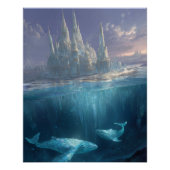 Floating Ice Castle With Ocean Whales Poster (Vorderseite)