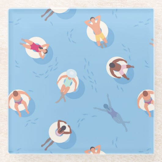 Floating in der Lazy River Pattern Glasuntersetzer (Vorderseite)