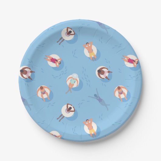 Floating in der Lazy River Pattern Pappteller (Vorderseite)