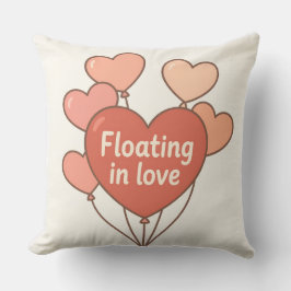 Floating in Love Heart Balloons Romantic Throw Pil Kissen