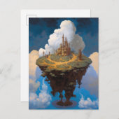 Floating Island Surreal Burg Fantasy Kunst, Dichtu Postkarte (Vorne/Hinten)