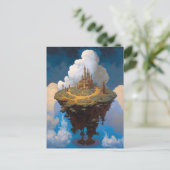 Floating Island Surreal Burg Fantasy Kunst, Dichtu Postkarte (Stehend Vorderseite)