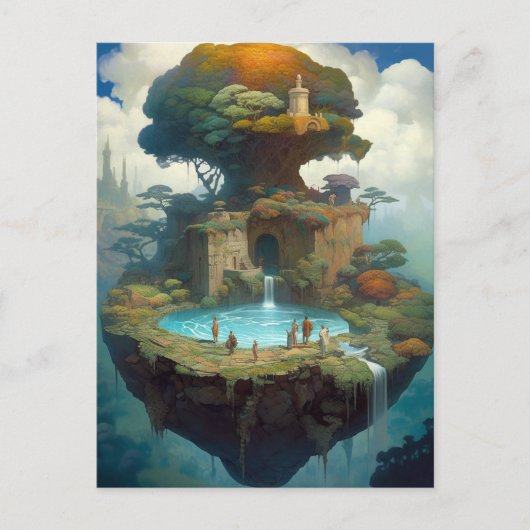 Floating Island Surreal Fantasy Art Postkarte (Vorderseite)