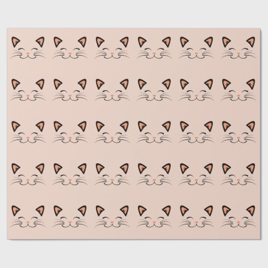 Floating Kitten Cat Face Pattern Geschenkpapier (Flach)