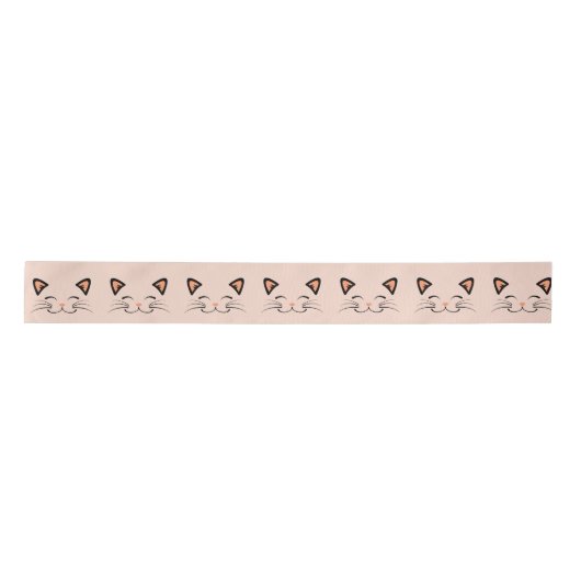 Floating Kitten Cat Face Pattern  Satinband (Vorderseite)