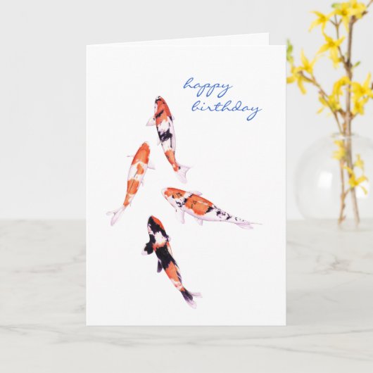 Floating Koi Birthday Card Karte (Gelbe Blume)