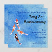 Floating Koi Blue Einladung (Vorne/Hinten)
