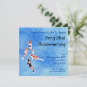 Floating Koi Blue Einladung (Stehend Vorderseite)
