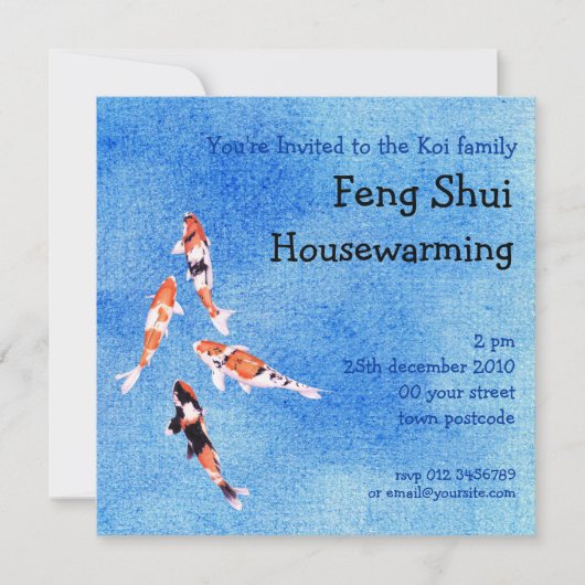 Floating Koi Blue Einladung (Vorderseite)
