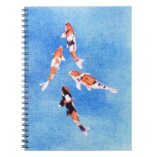 Floating Koi Blue Notebook Notizblock (Vorderseite)