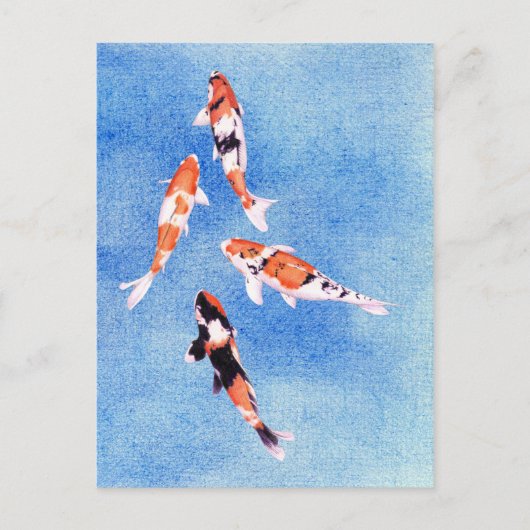 Floating Koi Blue Postcard Postkarte (Vorderseite)