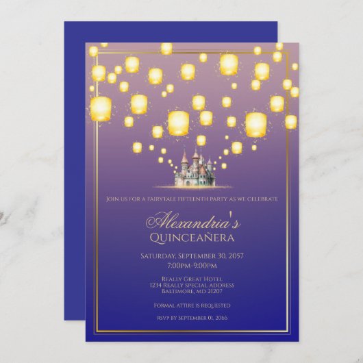 Floating Lantern Einladung zum Geburtstag (Vorne/Hinten)