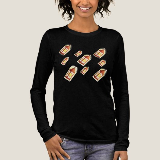 Floating Lantern Glow Pattern Cozy AestheticDesign Tri-Blend Shirt (Vorderseite)