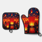 Floating Lanterns of Hope Design Ofenhandschuh & Topflappen-Set (Vorderseite)