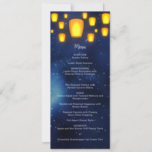 Floating Lanterns Wedding Besondere Anlass Menu Einladung (Vorderseite)