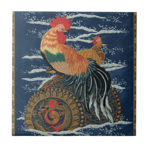 Floating Life: Rooster and Hen at Sea Fliese
