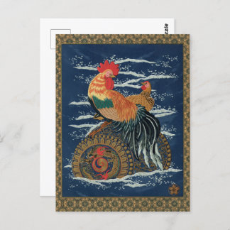 Floating Life: Rooster and Hen at Sea Postkarte