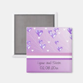 Floating Lila Hearts Save the Date Magnet (Vorderseite/Rückseite)
