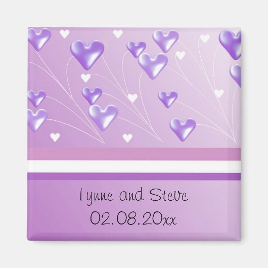 Floating Lila Hearts Save the Date Magnet (Vorne)