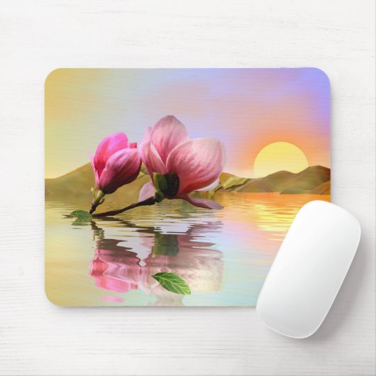 Floating Magnolia Blume Fine Art Mouse Pad Mousepad (Mit Mouse)