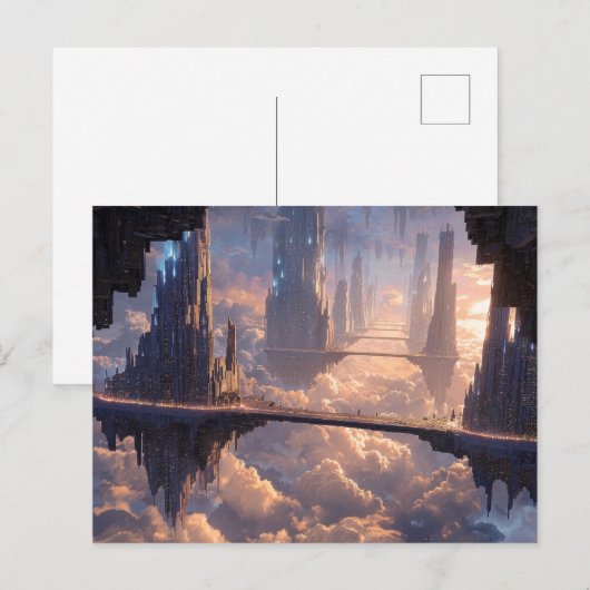 Floating Metropolis in the Clouds Postkarte (Vorne/Hinten)
