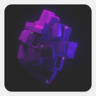 Floating Monitors Cluster - Vaporwave Neon Aesthet Quadratischer Aufkleber