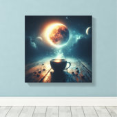 Floating Moon Over Coffee Fantasy Scene Leinwanddruck (Insitu (Holzboden))