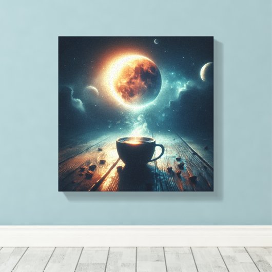 Floating Moon Over Coffee Fantasy Scene Leinwanddruck (Insitu (Holzboden))
