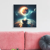 Floating Moon Over Coffee Fantasy Scene Leinwanddruck (Insitu (Wohnzimmer))