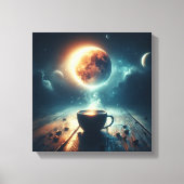 Floating Moon Over Coffee Fantasy Scene Leinwanddruck (Vorderseite)