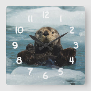 Floating Otter Quadratische Wanduhr