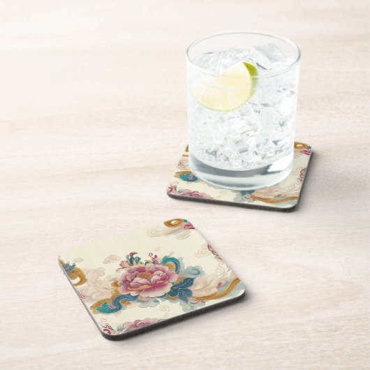 Floating Peony Getränkeuntersetzer (Rechte Seite)