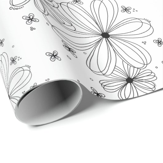 Floating Petals – Colorable Wrapping Paper Geschenkpapier (Rolleneckpunkt)