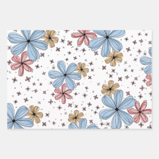 Floating Petals – Floral Wrapping paper Geschenkpapier Set (Vorderseite)
