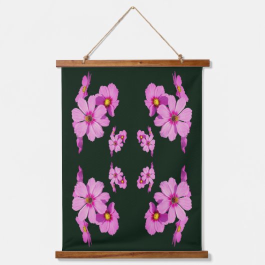 Floating Pink Cosmos Blume Abstrakt Wandteppich Mit Holzrahmen (Vorderseite)