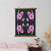 Floating Pink Cosmos Blume Abstrakt Wandteppich Mit Holzrahmen (Schlafzimmer)