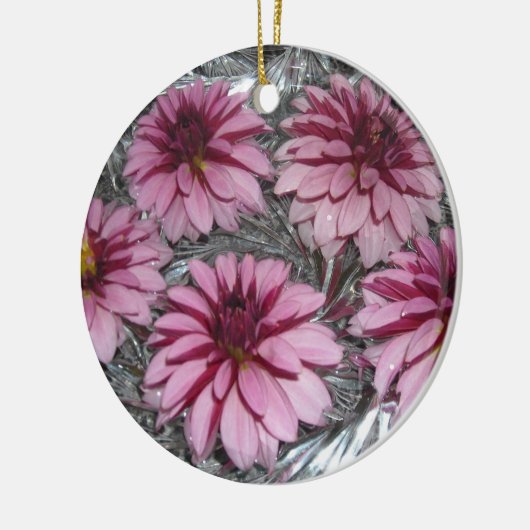Floating Pink Dahlias Keramik Ornament (Links)