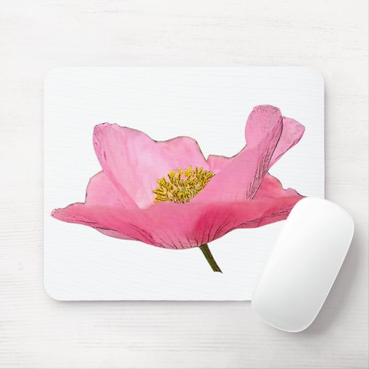 Floating Pink Poppy Nah-up Mousepad (Mit Mouse)