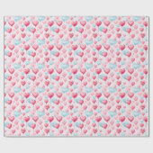 Floating Pink und Blue Heart Balloons Geschenkpapier (Flach)