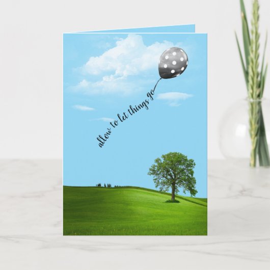 Floating Polka Dot Balloon denken Sie an Sie Karte (Vorderseite)