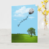 Floating Polka Dot Balloon denken Sie an Sie Karte (Gelbe Blume)