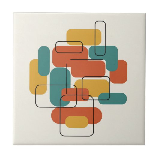 Floating Rectangles Abstract MCM #5 ID1224 Fliese (Vorderseite)