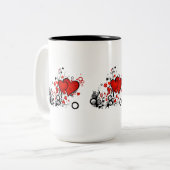 Floating Red Hearts Zweifarbige Tasse (Vorderseite Links)