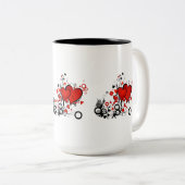Floating Red Hearts Zweifarbige Tasse (VorderseiteRechts)