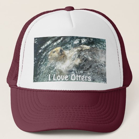 Floating Sea Otter "I Liebe Otters!" Kappe (Vorderseite)